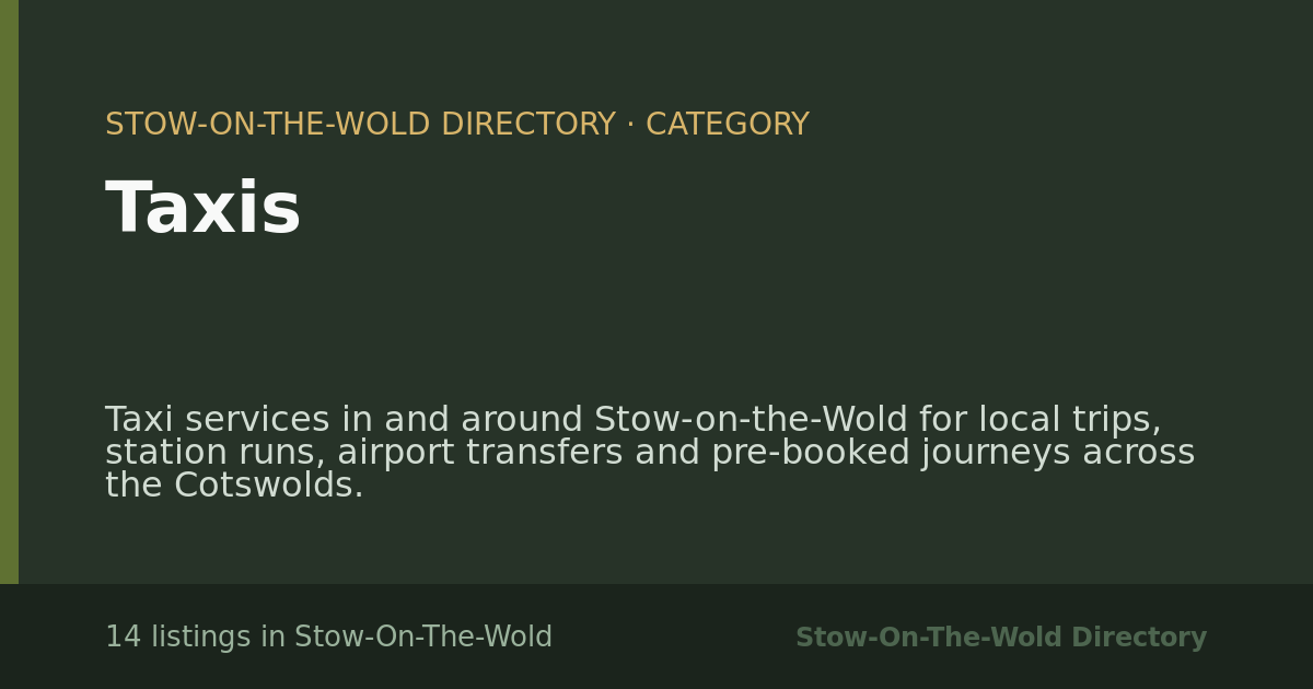 Taxis in Stow-On-The-Wold — 14 local listings